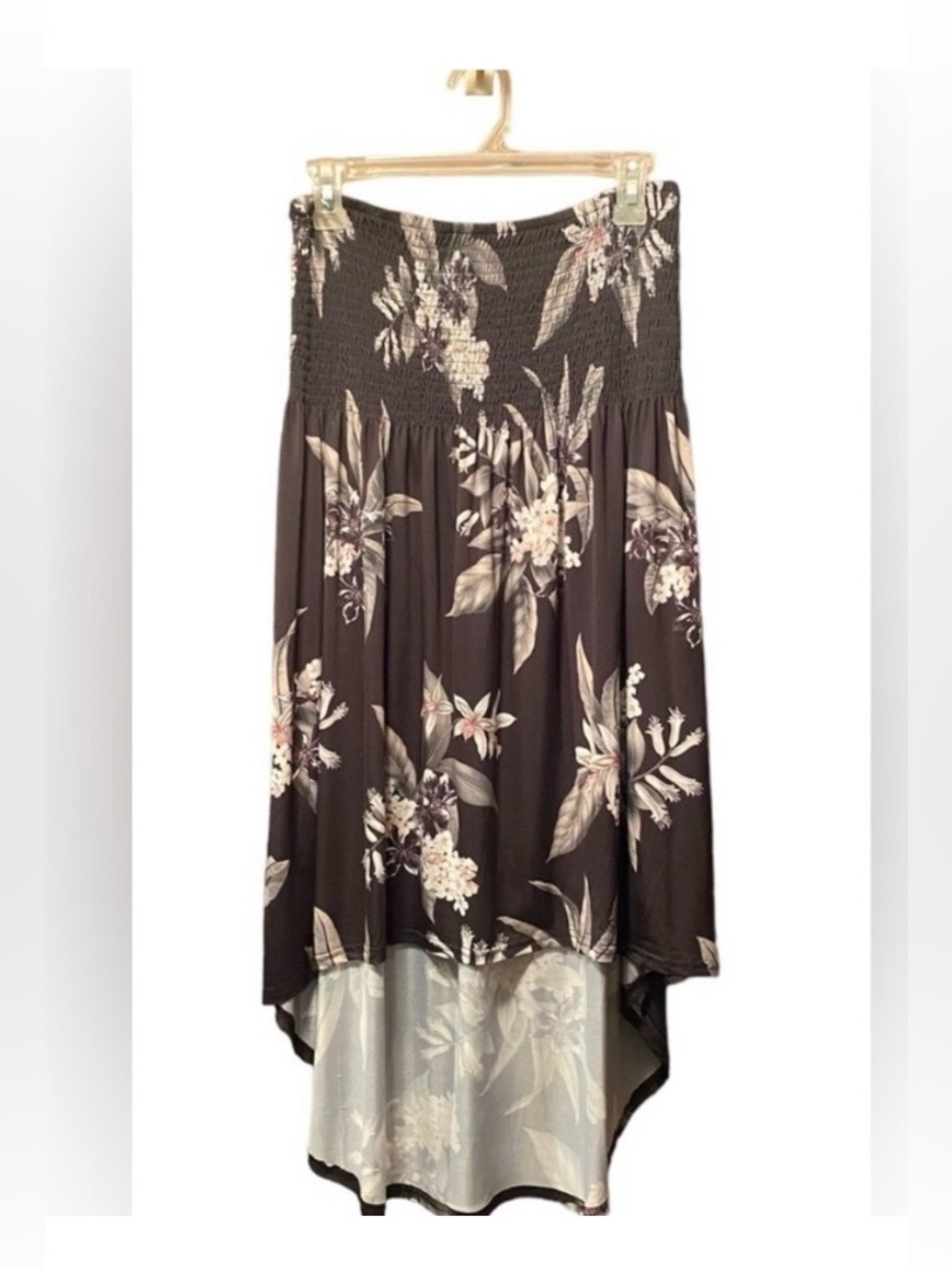 Ardene Black Floral Strapless High-Low Summer Dress Size L